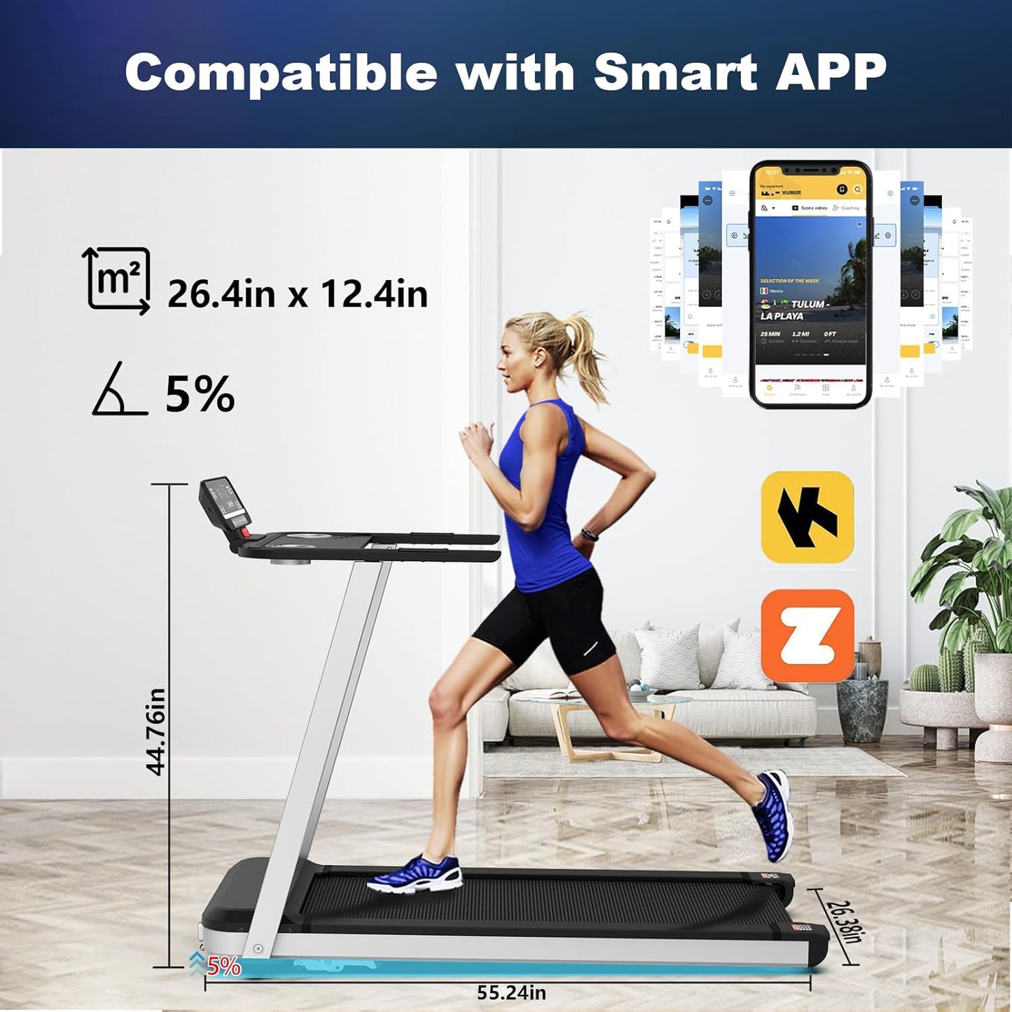 Premium Home Treadmill with Incline – Supports up to 265 Lbs, Adjustable Incline for Maximum Calorie Burn, High-Performance Treadmill for Fitness Enthusiasts – Elevate Your Workout
