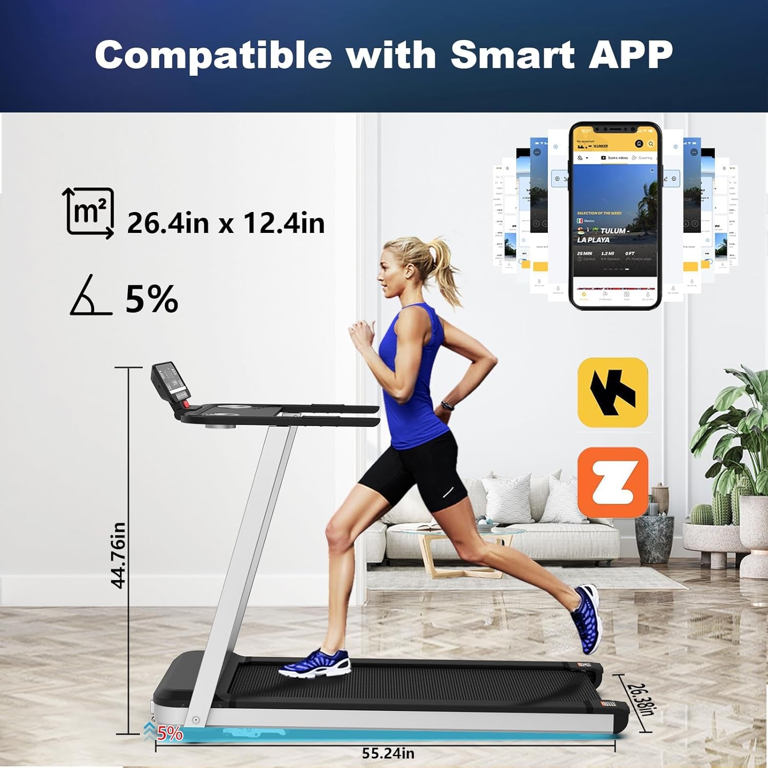 Premium Home Treadmill with Incline – Supports up to 265 Lbs, Adjustable Incline for Maximum Calorie Burn, High-Performance Treadmill for Fitness Enthusiasts – Elevate Your Workout
