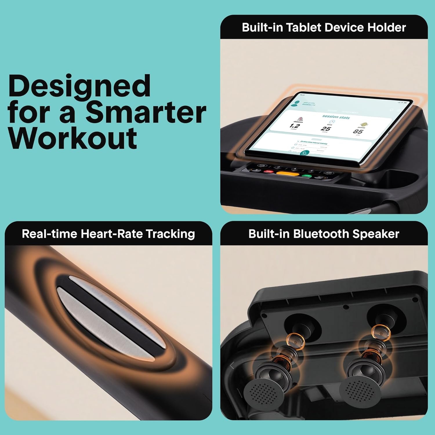 Treadmill with Incline & Handle Bars | Compact Portable Walking Pad & Treadmill for Home/Apartment | Wide Running Belt 40" X 16" | Includes Workout Trainer Program with Bluetooth App