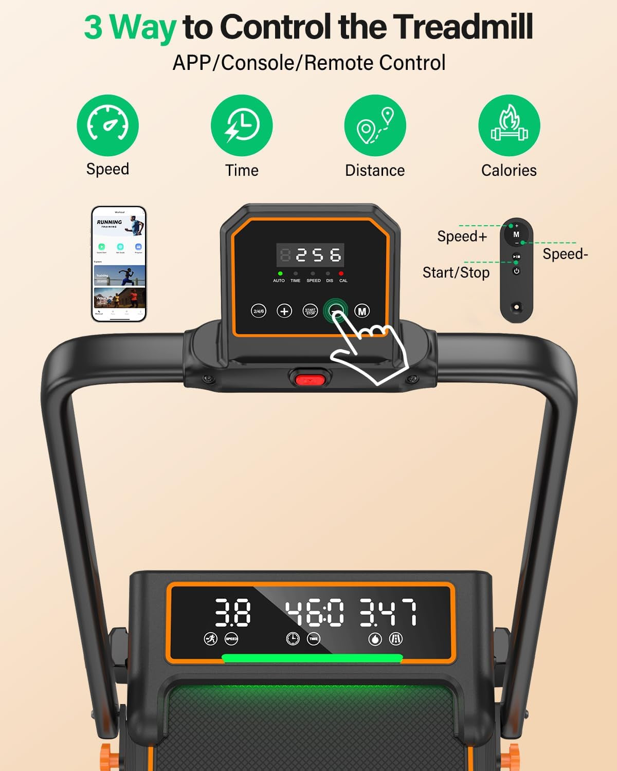 Walking Pad with 15% Incline//Handle Bar/Dual Display, 3.5HP Portable Treadmills for Home Small, Foldable Walking Pad Treadmill with Incline 4 Level, Incline Walking Pad -RGB Light, 350Lb Capacity