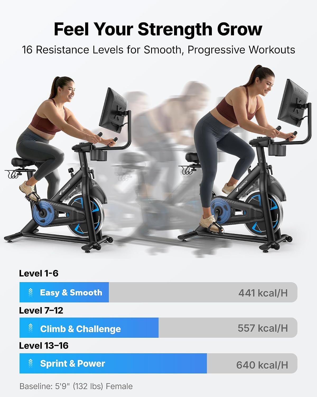 Magnetic Exercise Bike with 21.5" HD Display & Auto Resistance, Low Noise Stationary Bike for Home with Comfortable Seat Cushion, Spinning Bike with 350 Lb Weight Capacity, Exclusive App