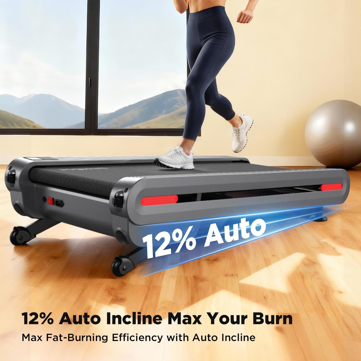 Walking Pad Treadmill with 12%/20% Auto Incline, 3.5HP Brushless Ultra-Quiet, under Desk Treadmill for Home Office, 400 LBS Capacity, 30% Wider Deck, Vertical Storage