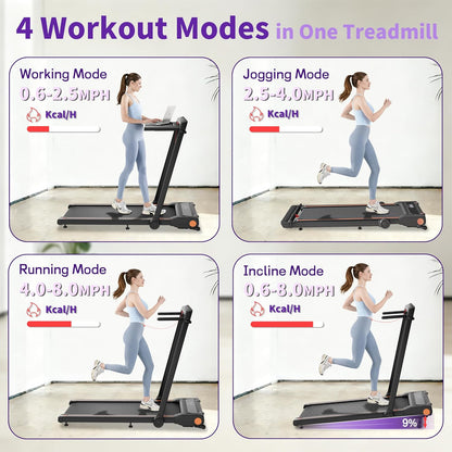 Foldable Walking Pad Treadmill for Home with Handle Bar and Removable Desk, 4.0HP under Desk Treadmill with Incline, 330 Lb Compact Treadmill for Small Spaces with Wristband Remote Control
