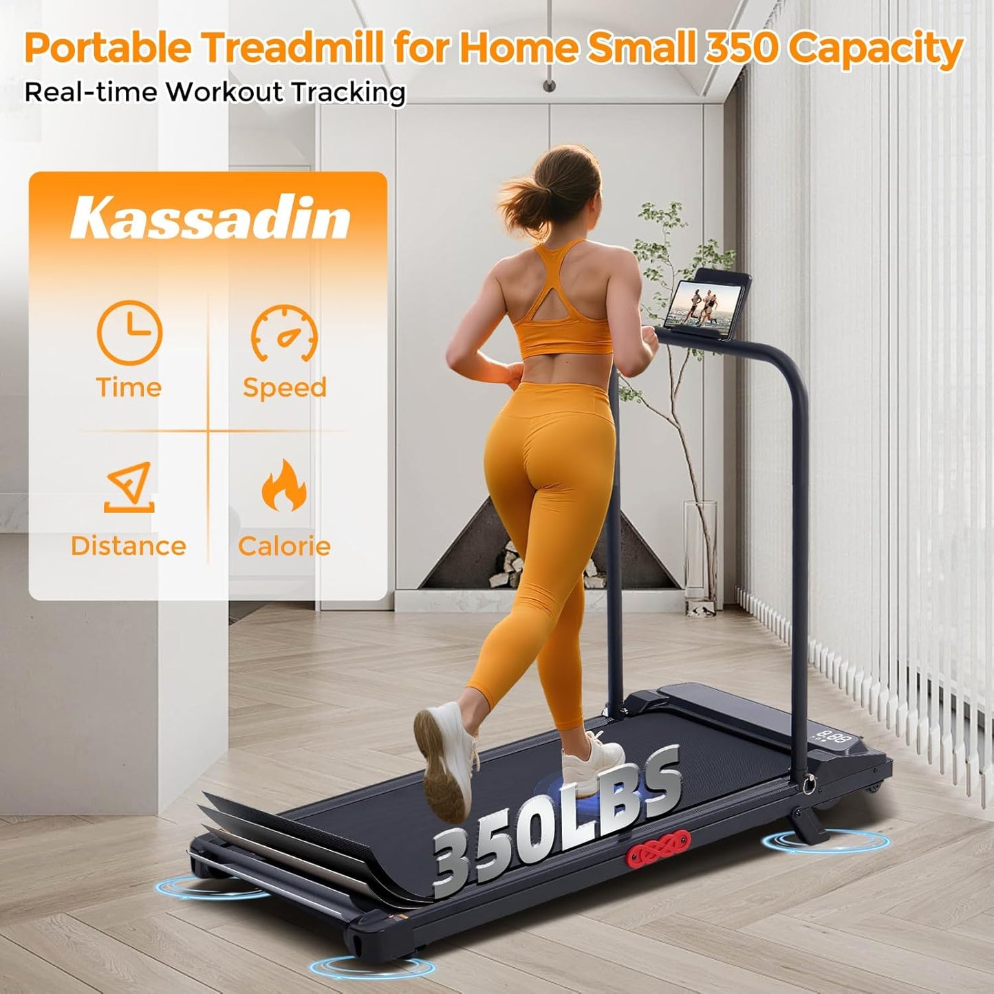 Walking Pad with Handle Bar, 2026 Upgrade Portable Small Treadmill with Handles for Home Small, 3.0HP under Desk Walking Pad Treadmill with Incline, 0.6-7.6MPH, 350LBS