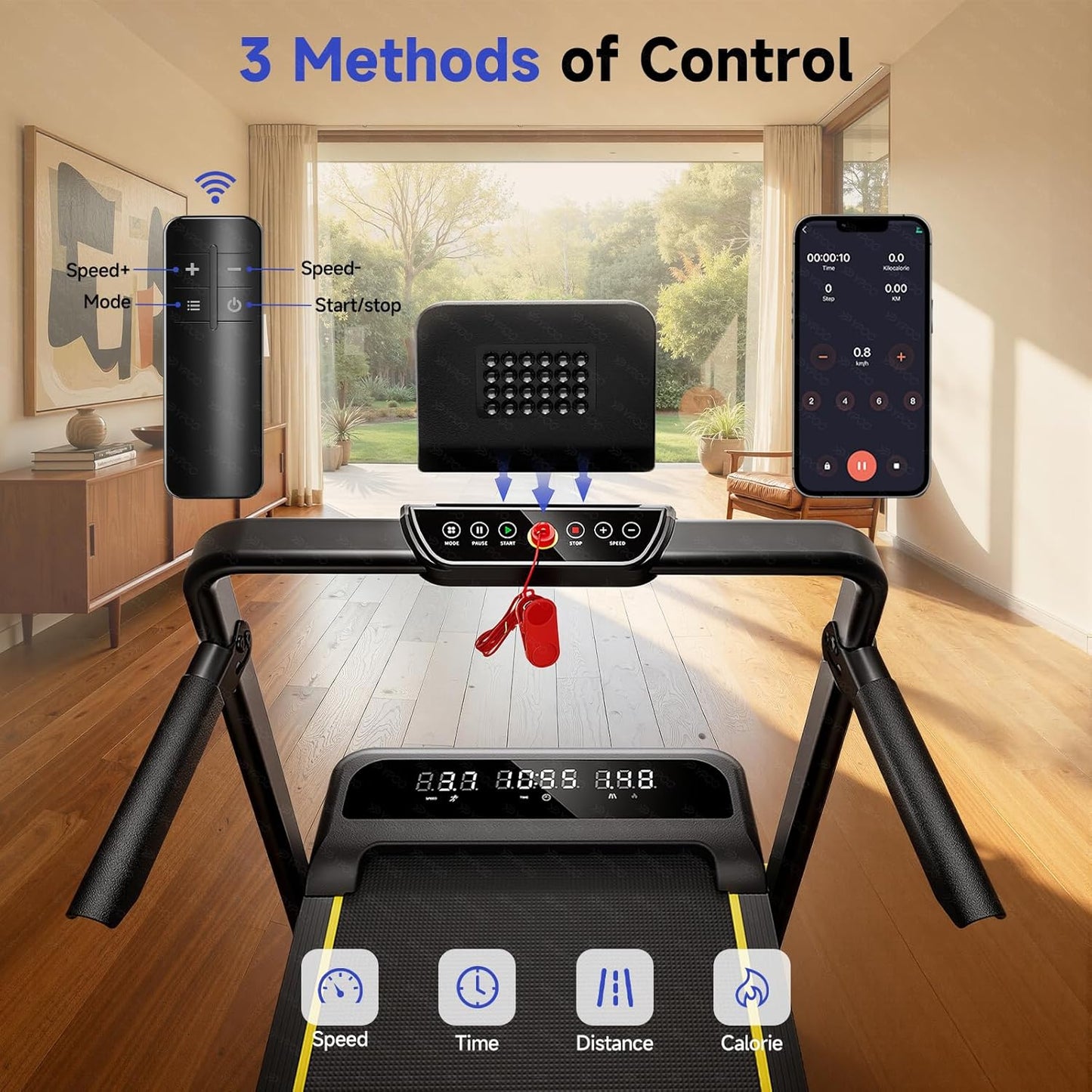 Foldable Treadmill with Incline, Walking Pad with Handle Bar 3 Level Incline, Portable Folding Treadmills for Home/Office 300 Lbs Capacity, Quiet Desk Treadmill with Remote Control & APP