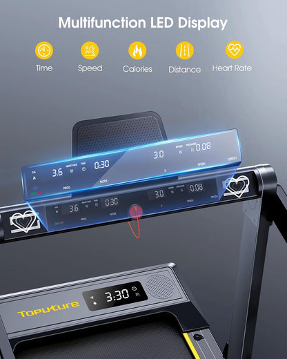 Walking Pad Treadmill with 12% Incline, 4 in 1 Foldable Treadmill with Handle Bar for Home/Office, under Desk Treadmills Portable Folding Walking Pad with App & Bluetooth Speaker, 0.6-10MPH