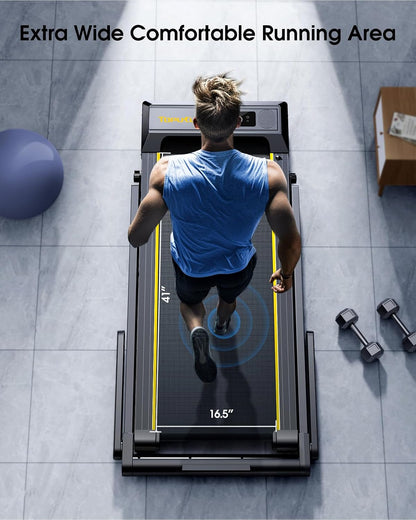 Walking Pad Treadmill with 12% Incline, 4 in 1 Foldable Treadmill with Handle Bar for Home/Office, under Desk Treadmills Portable Folding Walking Pad with App & Bluetooth Speaker, 0.6-10MPH