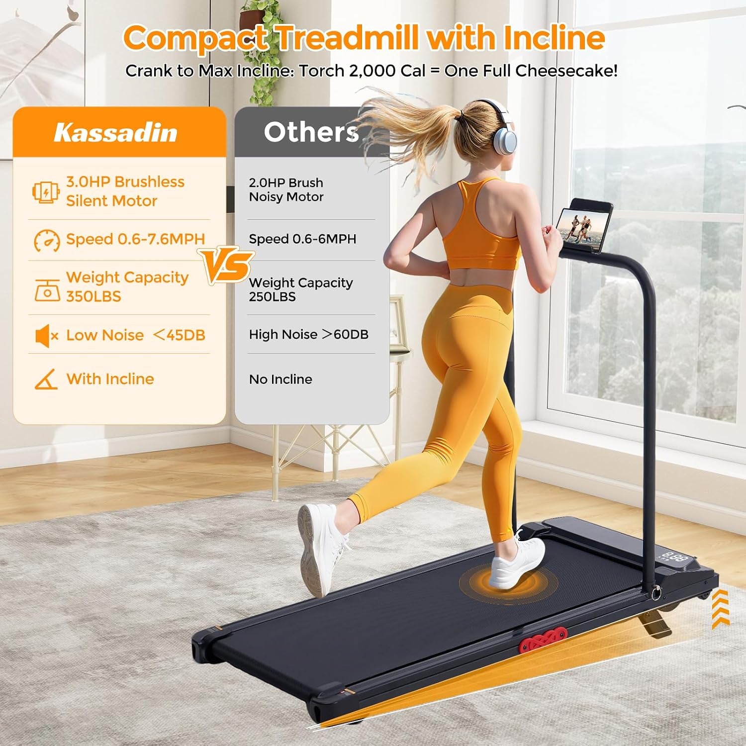 Walking Pad with Handle Bar, 2026 Upgrade Portable Small Treadmill with Handles for Home Small, 3.0HP under Desk Walking Pad Treadmill with Incline, 0.6-7.6MPH, 350LBS