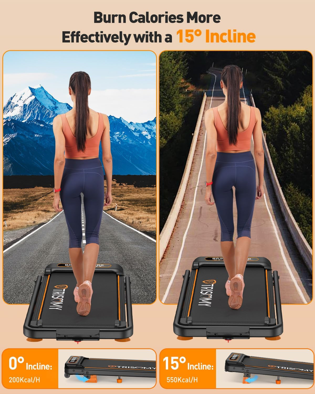 Walking Pad with 10% Incline & Handle Bar, Low Noise Walking Pad Treadmill for Home Small,  3.5HP Treadmill with Incline, 4 in 1 Portable Compact Walking Pad with Incline/App 350Lbs