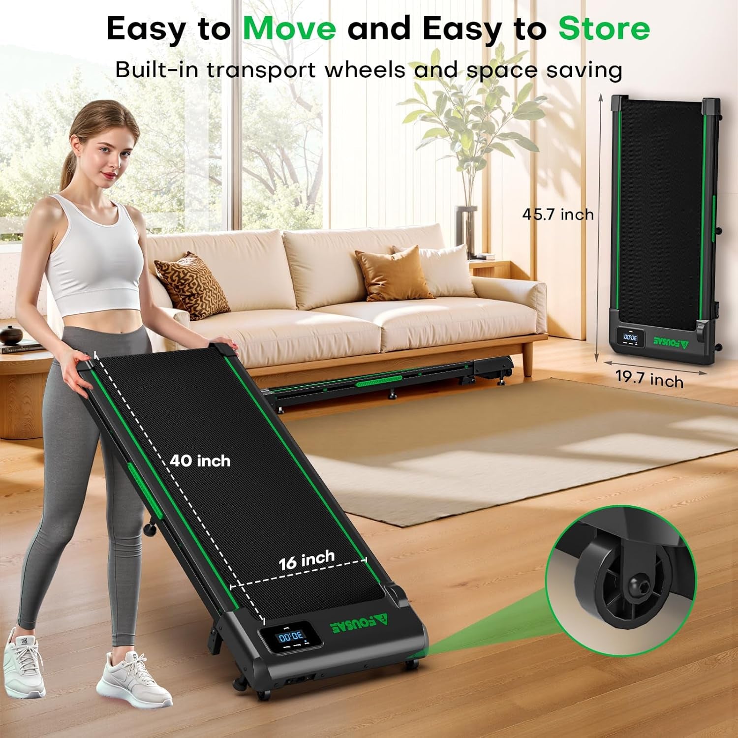 Walking Pad Treadmill, 6.2MPH under Desk Walking Pad with 10% Incline, Treadmills for Home with Double Frame, 2.75HP Brushless Drive, 12 HIIT Programs, Remote Control, 350LBS Capacity