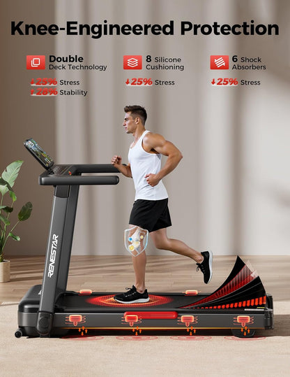 Treadmill for Home with 25% Auto Incline - 8.5MPH Max Speed, Extra Large LED Touchscreen, 300LBS Capacity, 3.5HP Home Office Treadmills for Running Jogging Walking