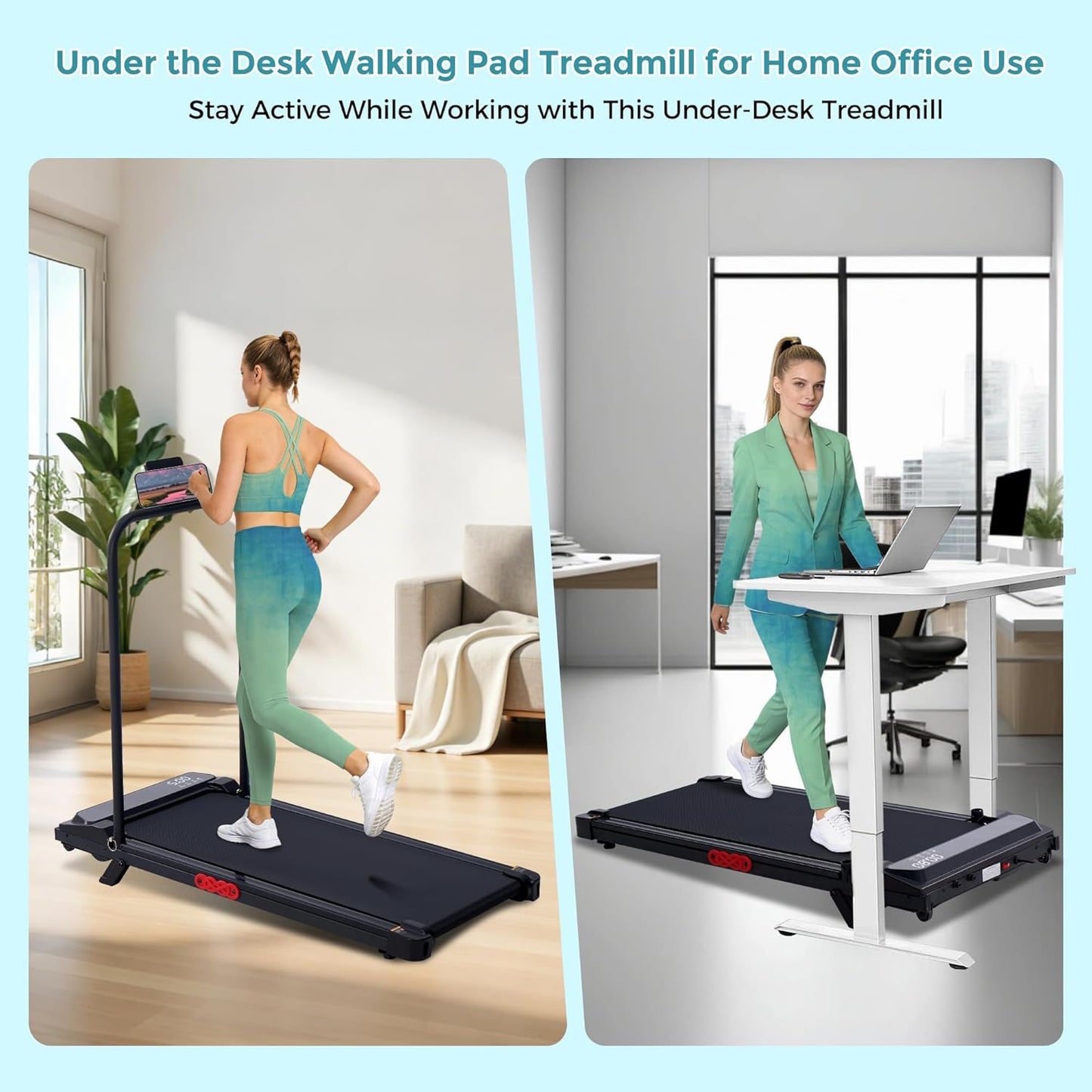 Portable Walking Pad Treadmill with Incline, 0.6-7.6MPH Mini Walking Treadmills for Home Small,3.0Hp Electric Treadmill for Exercising, Small Treadmills with Handle Bar, 350 LB Capacity