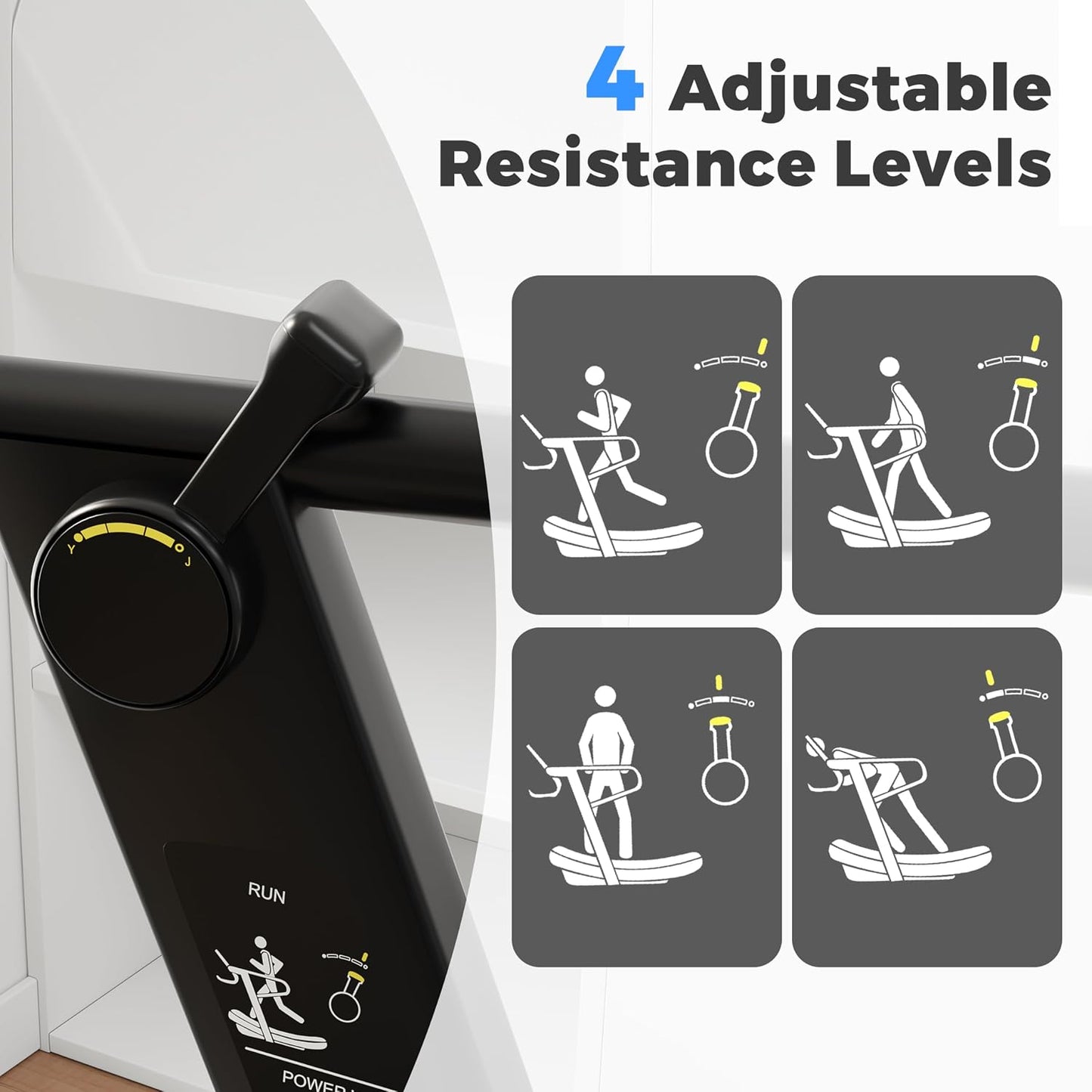 Curved Manual Treadmill, Non Electric Treadmill with 4 Resistance Levels, Motorless Treadmill with Front Digital Display and Handlebar, Wide Belt Treadmill 440LBS Capacity for Home Gym(Fba)