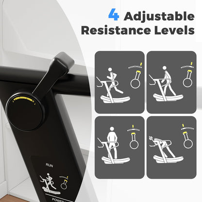 Curved Manual Treadmill, Non Electric Treadmill with 4 Resistance Levels, Motorless Treadmill with Front Digital Display and Handlebar, Wide Belt Treadmill 440LBS Capacity for Home Gym(Fba)
