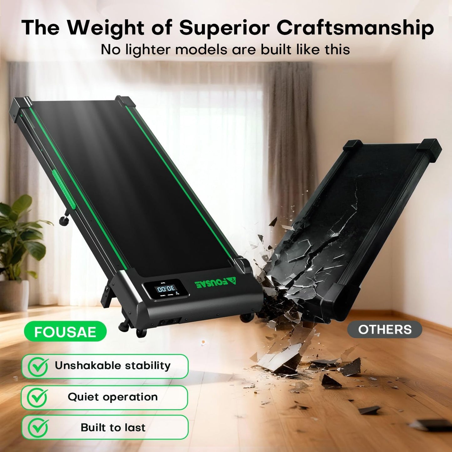 Walking Pad Treadmill, 6.2MPH under Desk Walking Pad with 10% Incline, Treadmills for Home with Double Frame, 2.75HP Brushless Drive, 12 HIIT Programs, Remote Control, 350LBS Capacity