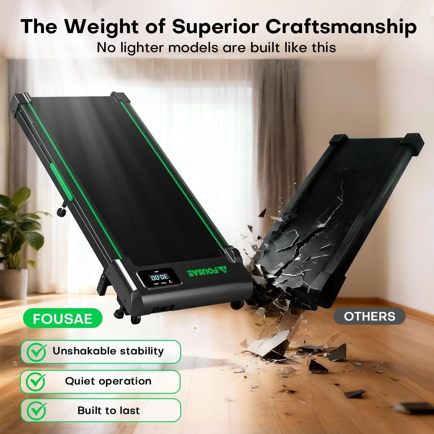 Walking Pad Treadmill, 6.2MPH under Desk Walking Pad with 10% Incline, Treadmills for Home with Double Frame, 2.75HP Brushless Drive, 12 HIIT Programs, Remote Control, 350LBS Capacity