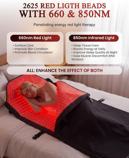 Red Light Therapy Mat Full Body for Pain Relief, Medical-Grade TPU,FSA&HSA Eligible,72"X33" Red Light Therapy Blanket with 2625 Leds Dual-Wave(660& 850Nm) for Muscle Relaxation,Better Sleep&Home Use | Red Light Therapy Mat Full Body