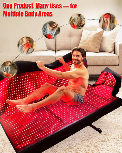 Red Light Therapy Mat for Full Body — 87.4"X33" Infrared Red Light Blanket with 2874 (660Nm & 850Nm) Leds for Home Use