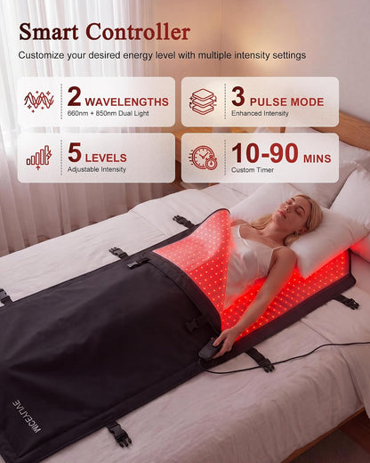 Red Light Therapy Mat Full Body for Pain Relief, Medical-Grade TPU,FSA&HSA Eligible,72"X33" Red Light Therapy Blanket with 2625 Leds Dual-Wave(660& 850Nm) for Muscle Relaxation,Better Sleep&Home Use | Red Light Therapy Mat Full Body