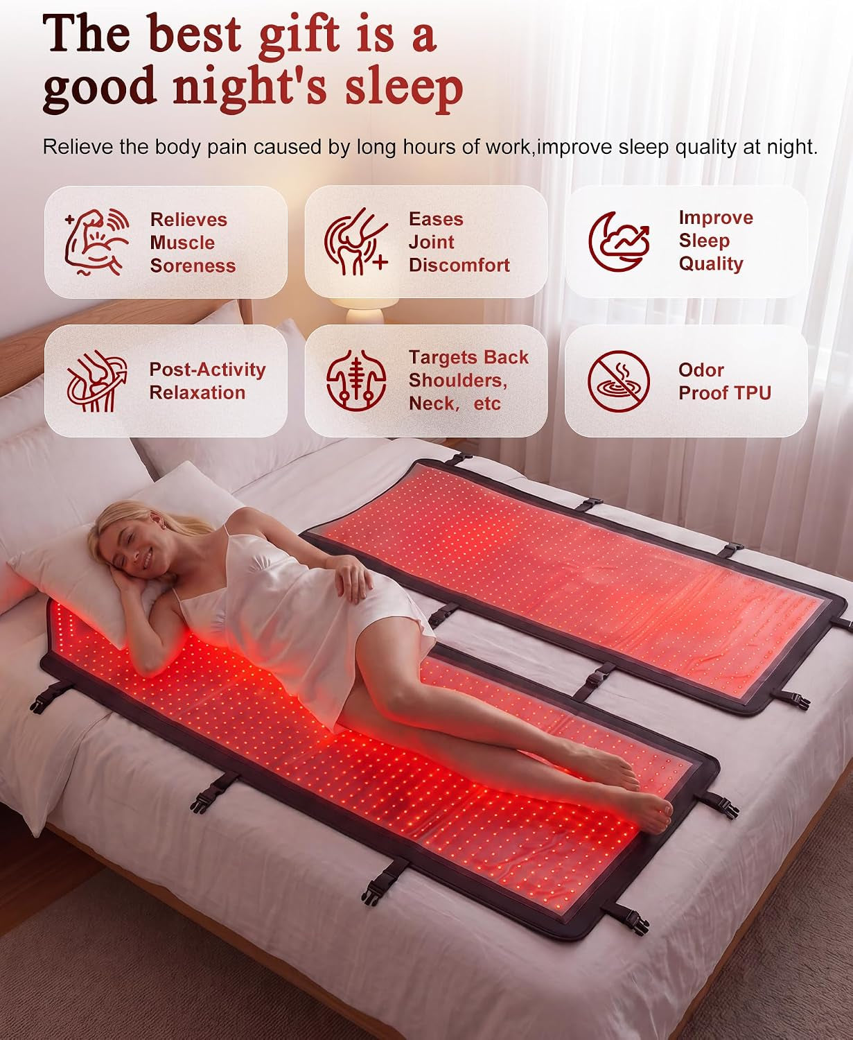 Red Light Therapy Mat Full Body for Pain Relief, Medical-Grade TPU,FSA&HSA Eligible,72"X33" Red Light Therapy Blanket with 2625 Leds Dual-Wave(660& 850Nm) for Muscle Relaxation,Better Sleep&Home Use | Red Light Therapy Mat Full Body