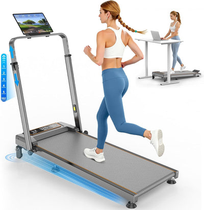 Treadmill Walking Pad with 12% Incline & Height Adjustable Handle Bar