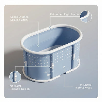 Portable Foldable Bath Tub for Adults No Installation Needed Large Separate Hot SPA Soaking Ice Bathtub Gray