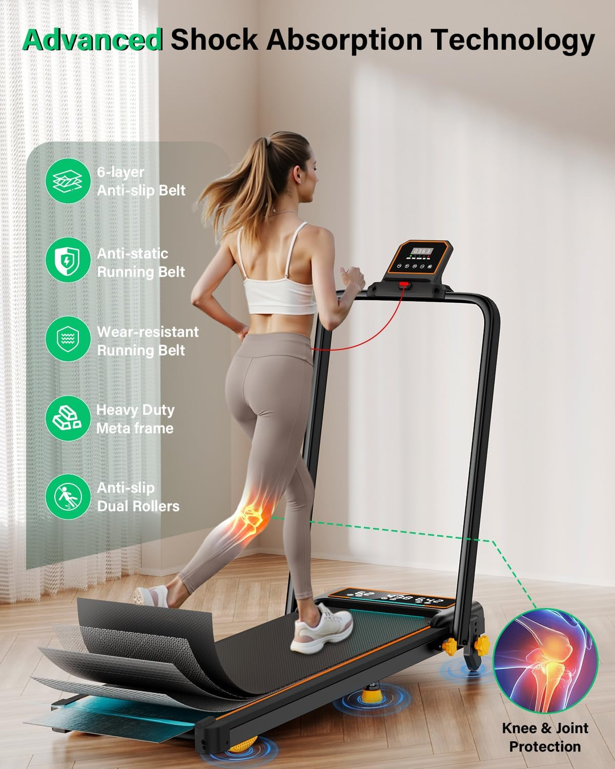 Walking Pad with 15% Incline//Handle Bar/Dual Display, 3.5HP Portable Treadmills for Home Small, Foldable Walking Pad Treadmill with Incline 4 Level, Incline Walking Pad -RGB Light, 350Lb Capacity