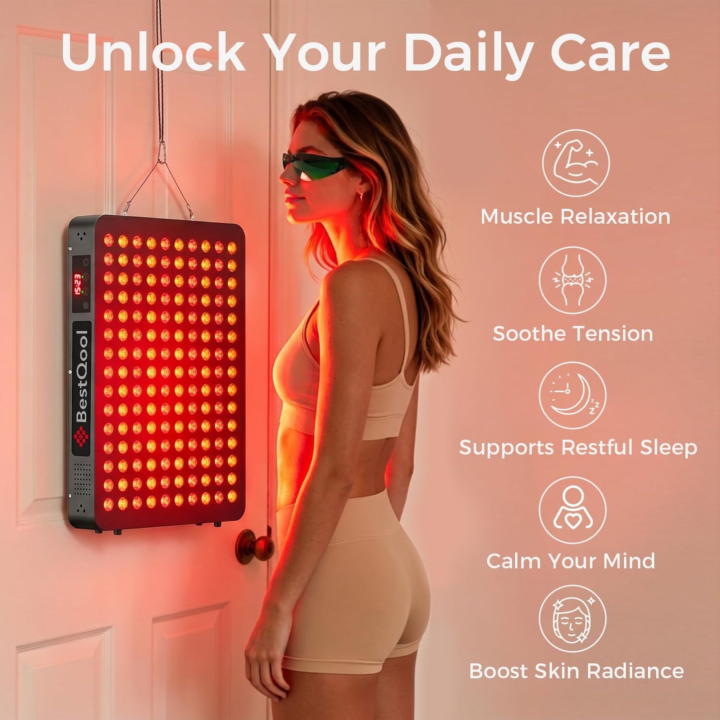 Red Light Therapy Device, 4 Wavelengths Full Body near Infrared Red Light Therapy for Face, Elite Grade Dual Chip 150 Leds, High Power Output Red Light Panel and Infrared Light Lamp. 250W.