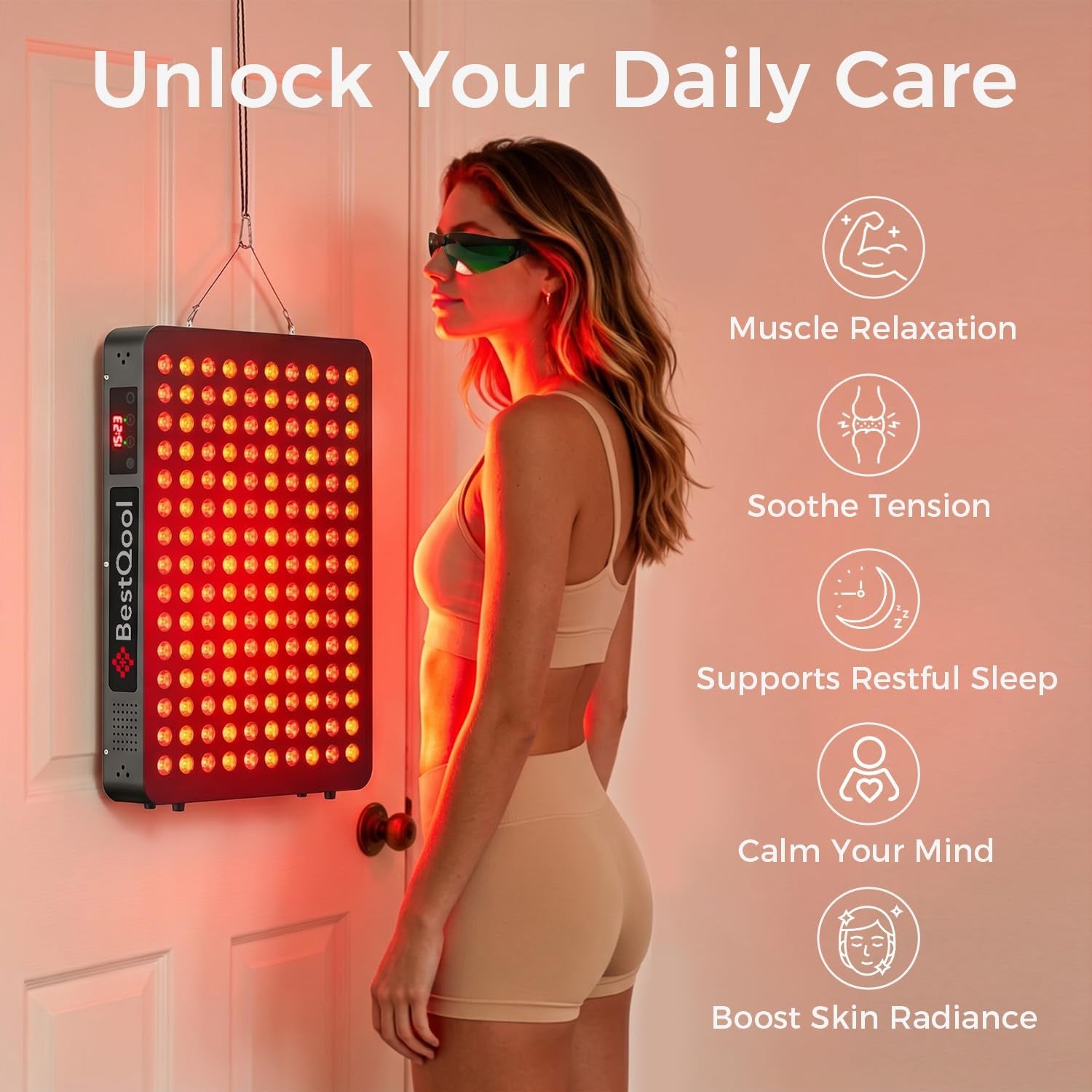 Red Light Therapy Device, 4 Wavelengths Full Body near Infrared Red Light Therapy for Face, Elite Grade Dual Chip 150 Leds, High Power Output Red Light Panel and Infrared Light Lamp. 250W.