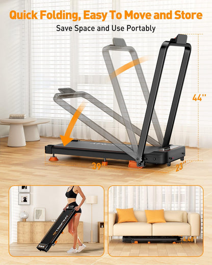Walking Pad with 10% Incline & Handle Bar, Low Noise Walking Pad Treadmill for Home Small,  3.5HP Treadmill with Incline, 4 in 1 Portable Compact Walking Pad with Incline/App 350Lbs