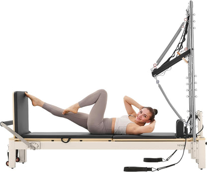 foldable Pilates Reformer, Pilates Workout Machine for Home Gym Studio Use, Pilates Bed with Dual Resistance- Spring & Cord, Reformer Set for Advanced Users and Beginners, up to 400 LBS
