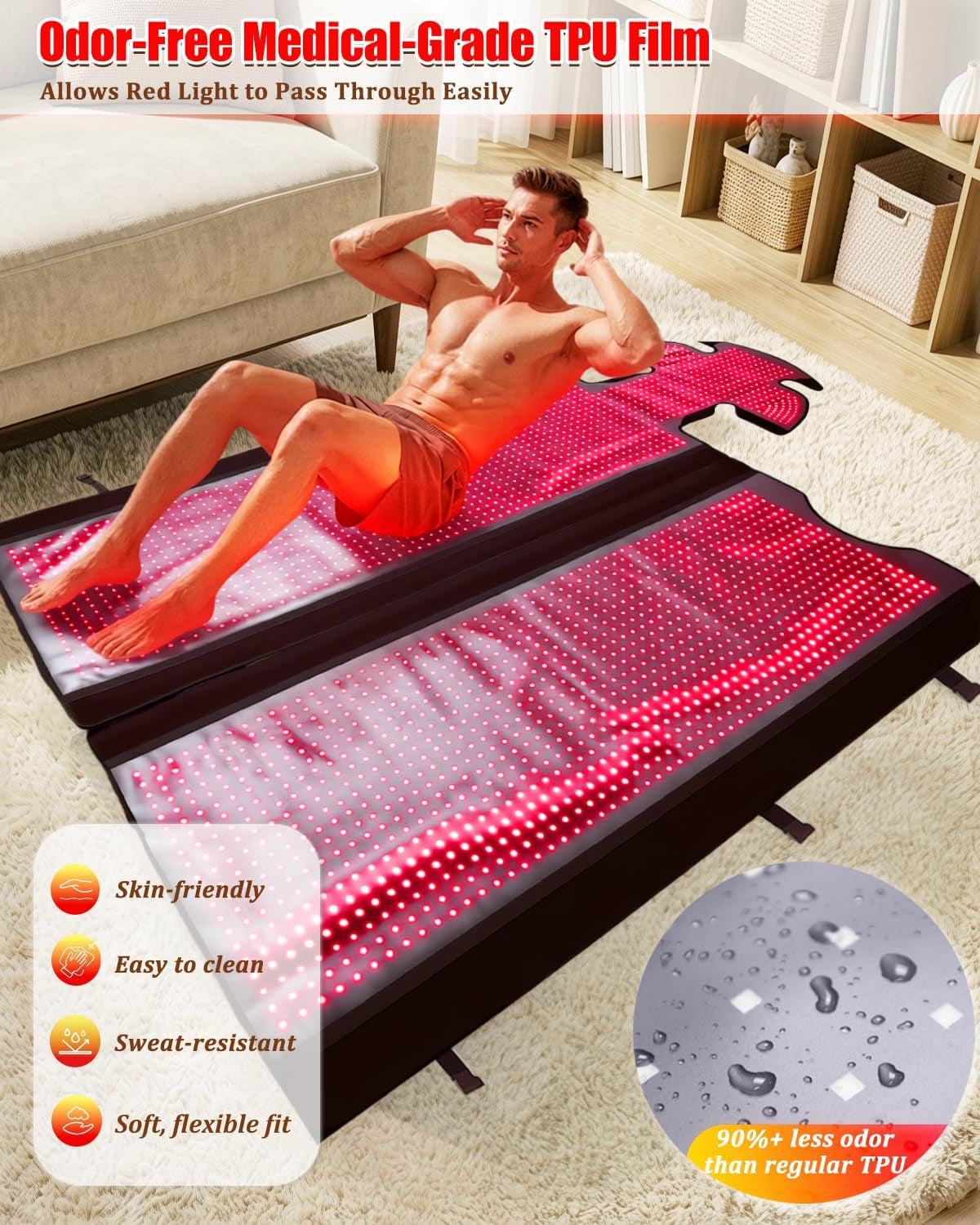 Red Light Therapy Mat for Full Body — 87.4"X33" Infrared Red Light Blanket with 2874 (660Nm & 850Nm) Leds for Home Use