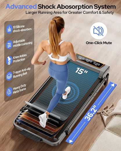 Treadmill Walking Pad with 12% Incline & Height Adjustable Handle Bar,  4 in 1 Walking Pad with Handle Bar, 350LBS Foldable Walking Pad Treadmill with Incline for Home, 3.5HP Small Treadmills