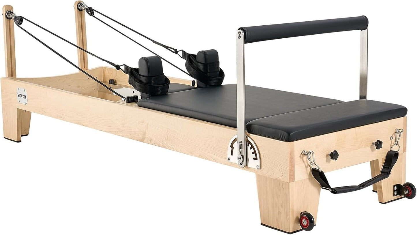 foldable Pilates Reformer, Pilates Workout Machine for Home Gym Studio Use, Pilates Bed with Dual Resistance- Spring & Cord, Reformer Set for Advanced Users and Beginners, up to 400 LBS