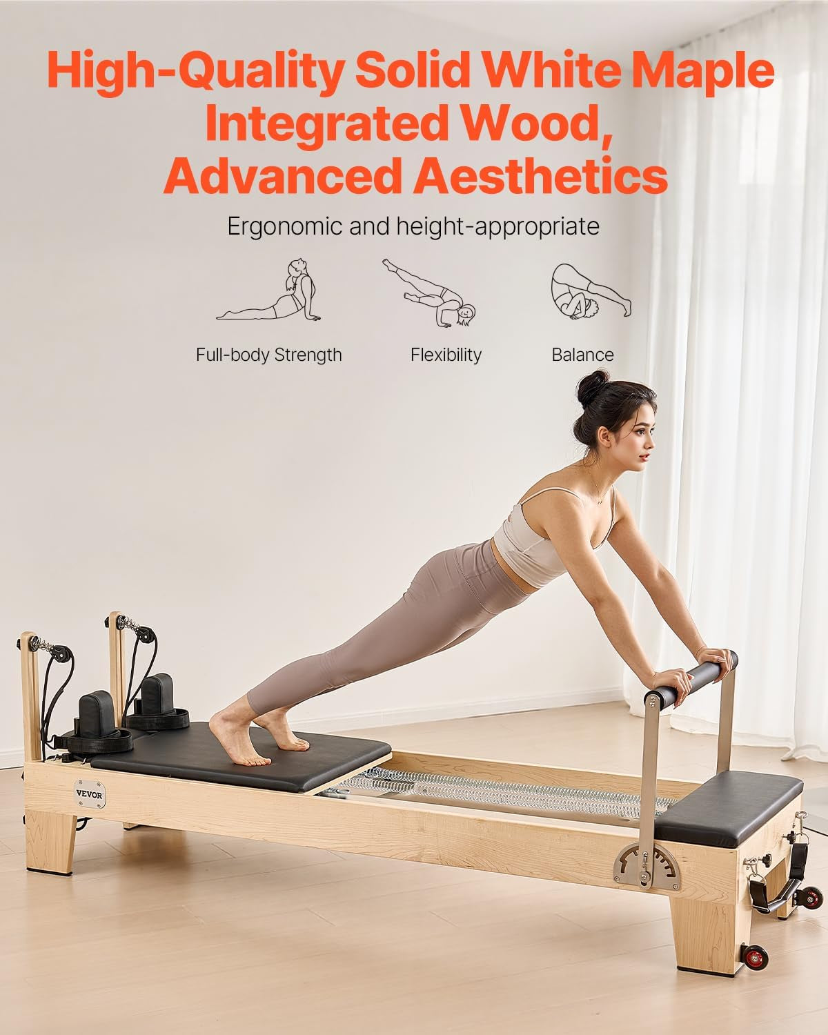foldable Pilates Reformer, Pilates Workout Machine for Home Gym Studio Use, Pilates Bed with Dual Resistance- Spring & Cord, Reformer Set for Advanced Users and Beginners, up to 400 LBS