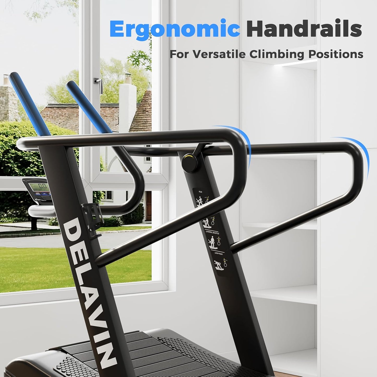 Curved Manual Treadmill, Non Electric Treadmill with 4 Resistance Levels, Motorless Treadmill with Front Digital Display and Handlebar, Wide Belt Treadmill 440LBS Capacity for Home Gym(Fba)