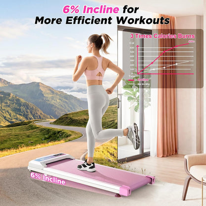 Walking Pad with Incline for Home & Office - under Desk Walking Pad Treadmill, Portable Walking Machine with Remote Control, LED Display, 300LBS Capacity, 2.5HP Quiet Motor