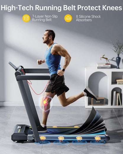 Walking Pad Treadmill with 12% Incline, 4 in 1 Foldable Treadmill with Handle Bar for Home/Office, under Desk Treadmills Portable Folding Walking Pad with App & Bluetooth Speaker, 0.6-10MPH