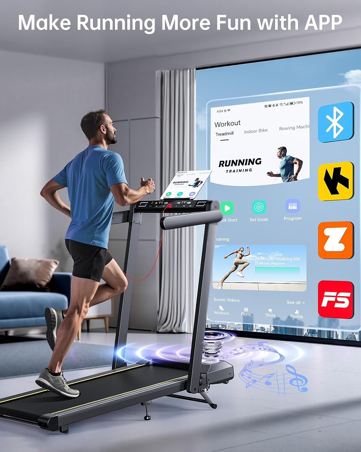 Walking Pad Treadmill with 12% Incline, 4 in 1 Foldable Treadmill with Handle Bar for Home/Office, under Desk Treadmills Portable Folding Walking Pad with App & Bluetooth Speaker, 0.6-10MPH