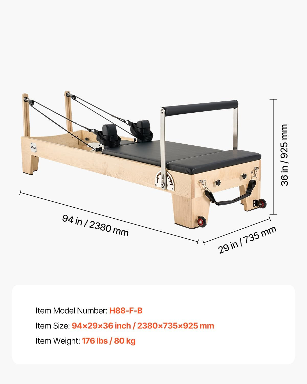 foldable Pilates Reformer, Pilates Workout Machine for Home Gym Studio Use, Pilates Bed with Dual Resistance- Spring & Cord, Reformer Set for Advanced Users and Beginners, up to 400 LBS