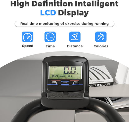 Curved Manual Treadmill, Non Electric Treadmill with 4 Resistance Levels, Motorless Treadmill with Front Digital Display and Handlebar, Wide Belt Treadmill 440LBS Capacity for Home Gym(Fba)