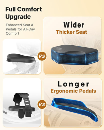 Recumbent Exercise Bike, Stationary Bikes for Home with Bluetooth Exclusive App, Magnetic Resistance, Recumbent Cross Trainer with Multi-Position Adjustable Handle for Full-Body Workout