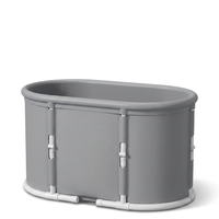 Portable Foldable Bath Tub for Adults No Installation Needed Large Separate Hot SPA Soaking Ice Bathtub Gray — Studio Shot